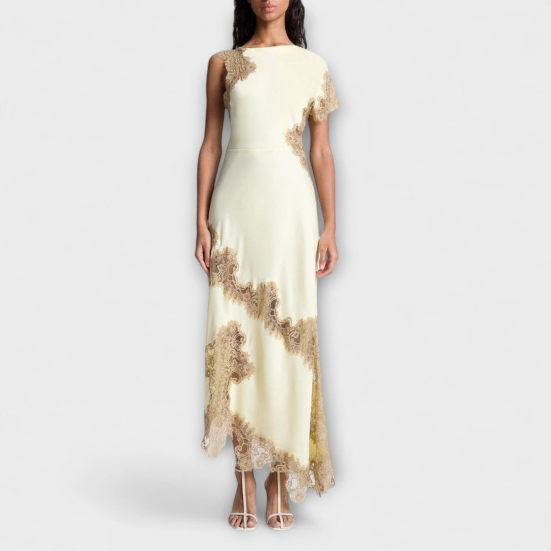 Margaret - Robe maxi avec détails en satin et en dentelle
