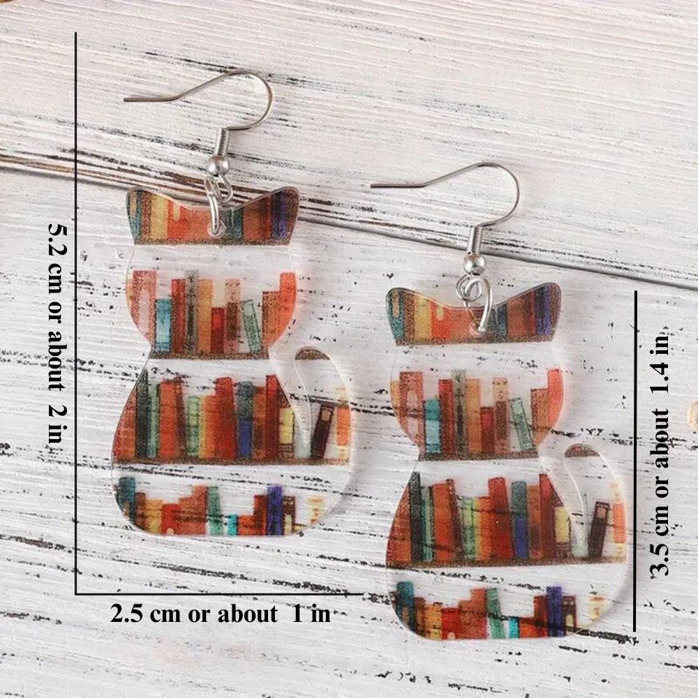 BOUCLES D'OREILLES CHAT PASSIONNÉ DE LECTURE (PAIRE)