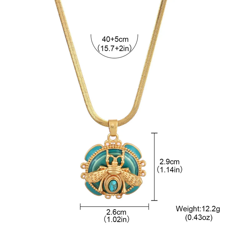 Pendentif en Or Chic avec Turquoise