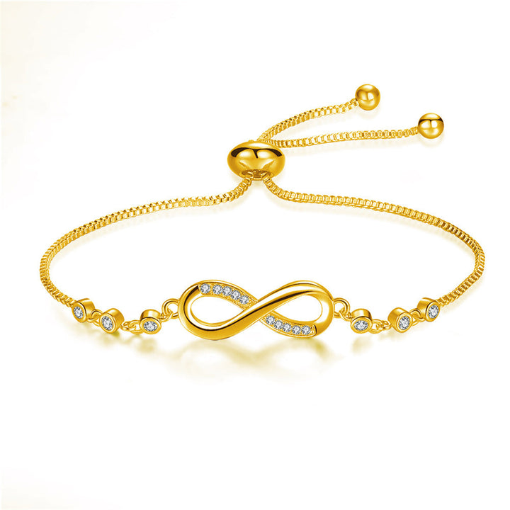 Bracelet ajustable chic en or rose en forme de symbole de l'infini