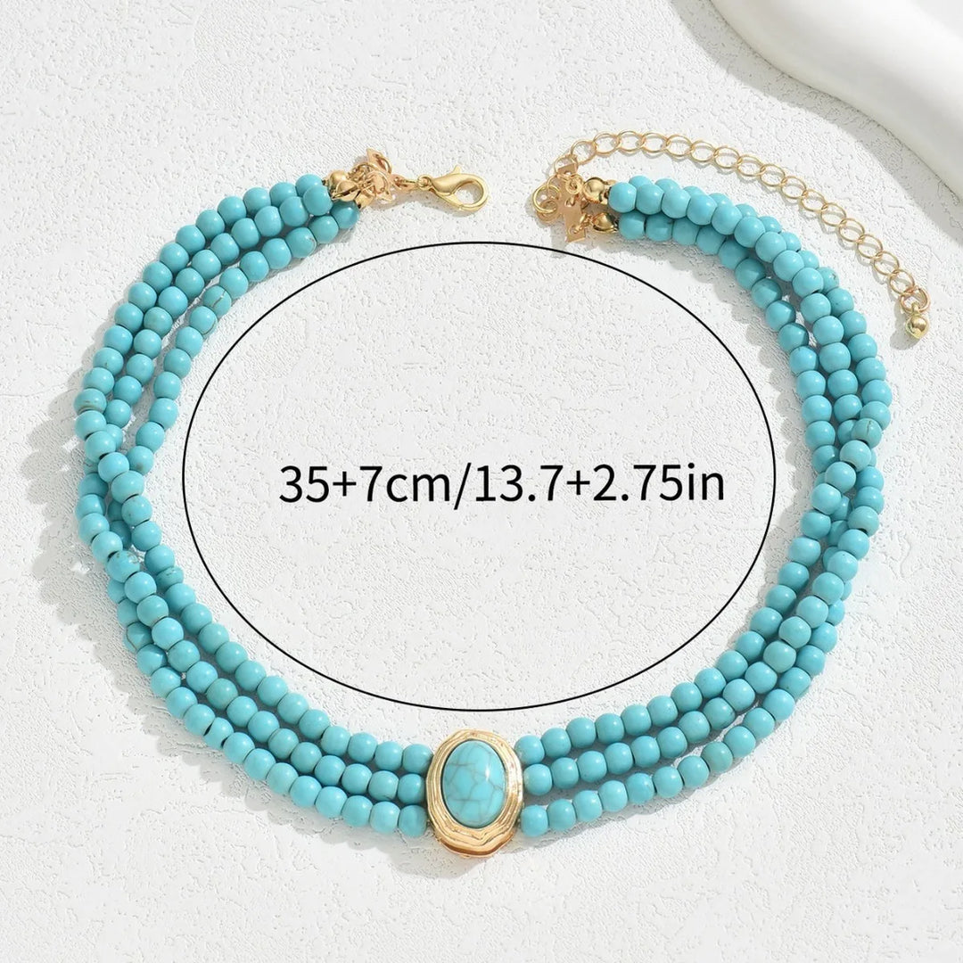 Collier en perles turquoises vintage élégant
