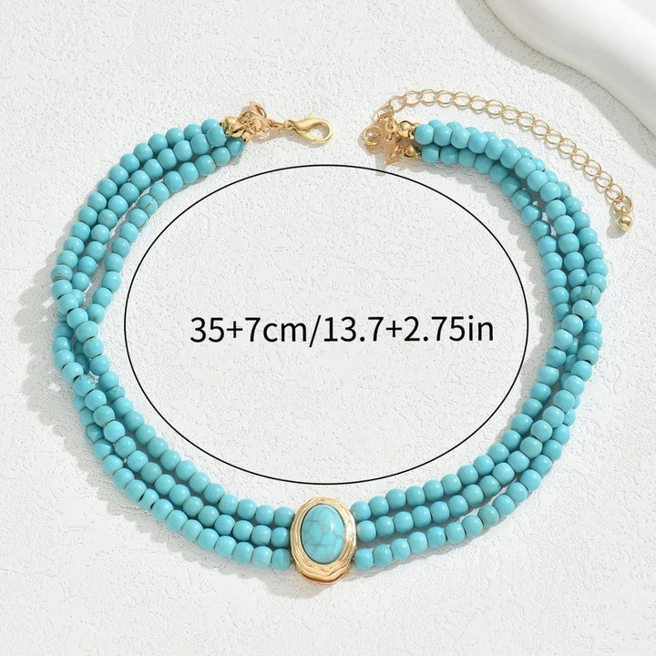 Collier en perles turquoises vintage élégant