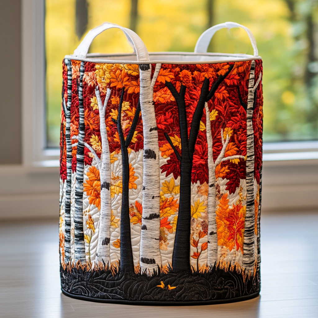 Panier rembourré avec un feuillage d'automne