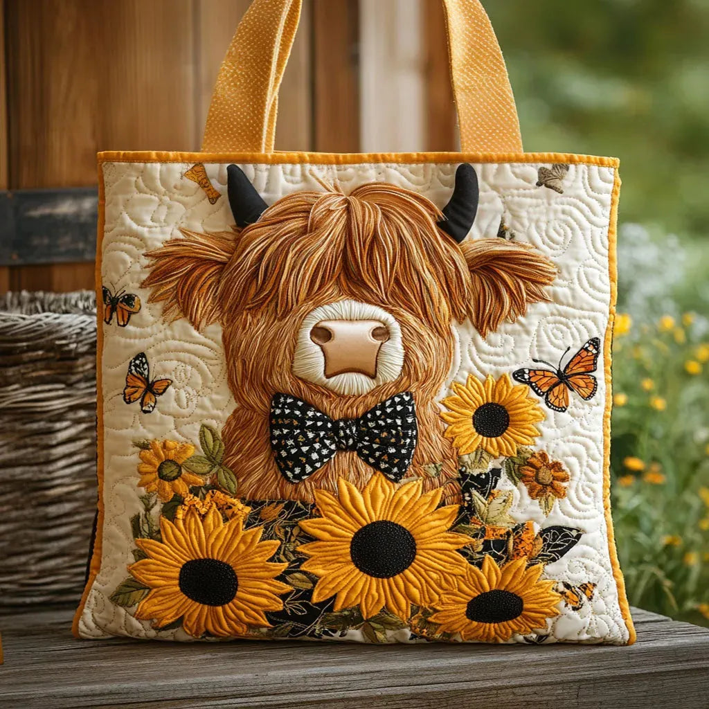 Sac matelassé - Vache des Highlands et Tournesols