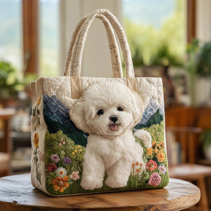 Sac en tissu matelassé fait main - Chien Enchanté
