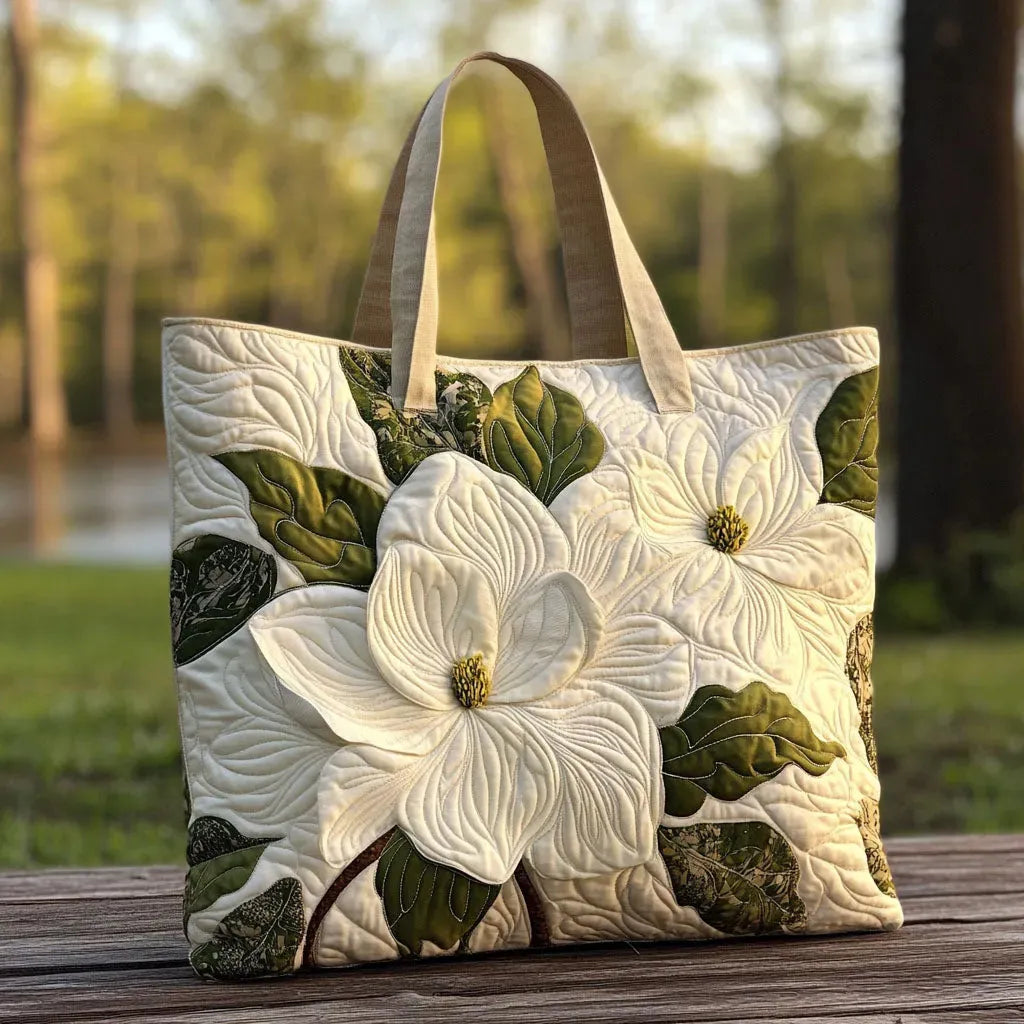 Sac en tissu matelassé fait main - Élégants Lys Blancs