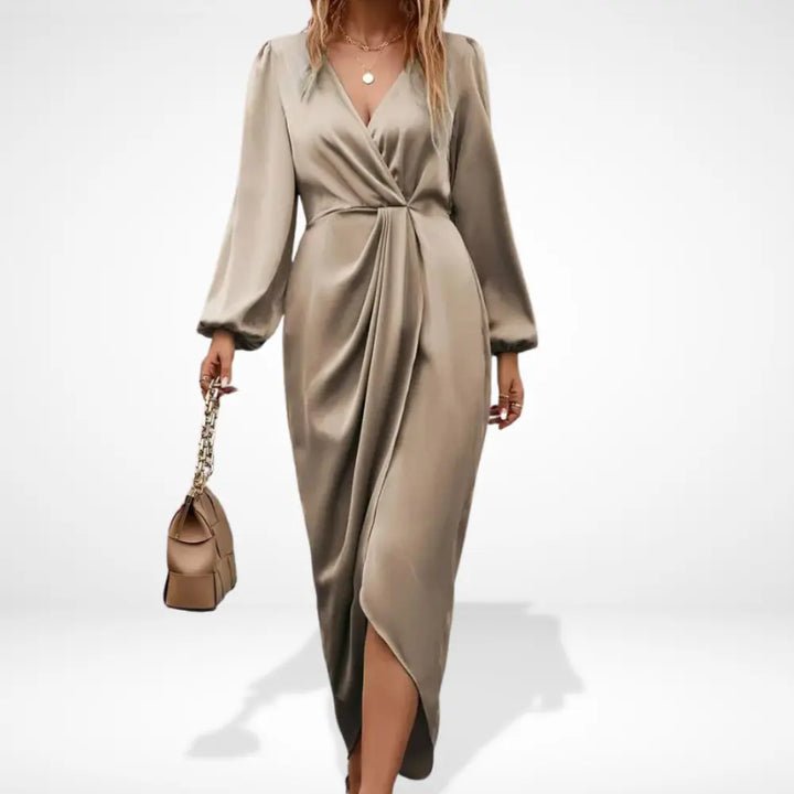 Martina | Robe de soirée midi avec drapage central
