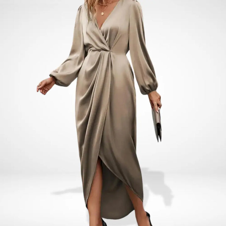 Martina | Robe de soirée midi avec drapage central