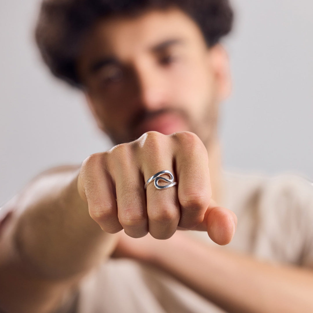 Bague Statement Welle Swirl en Argent Sterling 925 asymétrique fait main