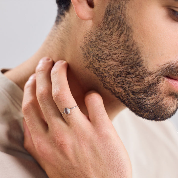 Bague en pierre de lune fine avec pierre ovale en argent sterling 925 fait main