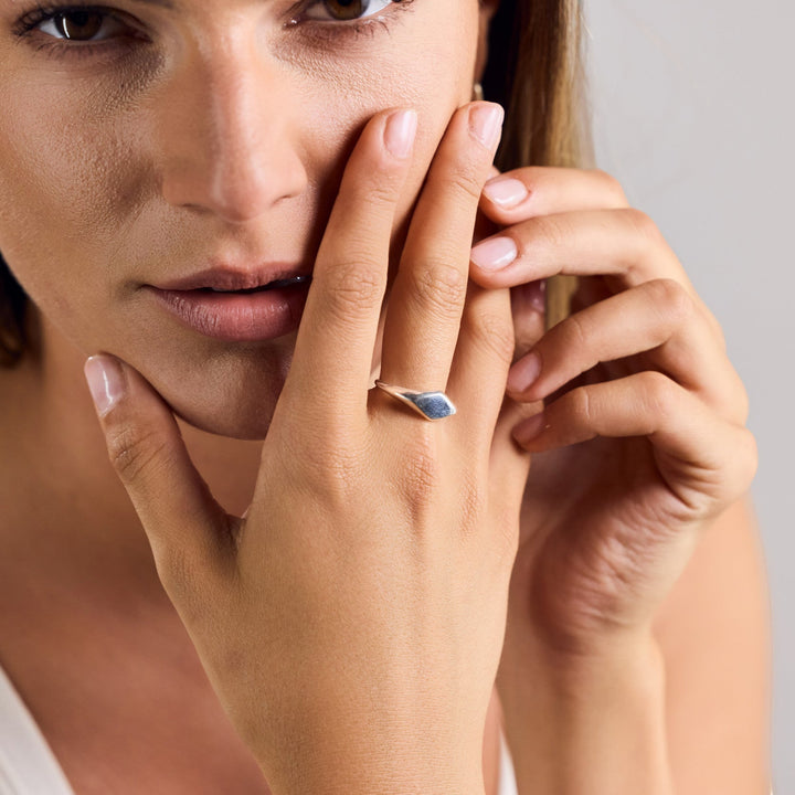 Petite bague de sceau en argent sterling 925 carrée faite à la main