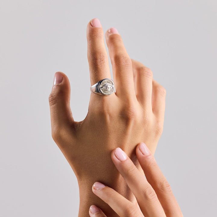 Bague Sceau Horus 925 Argent Sterling fait main