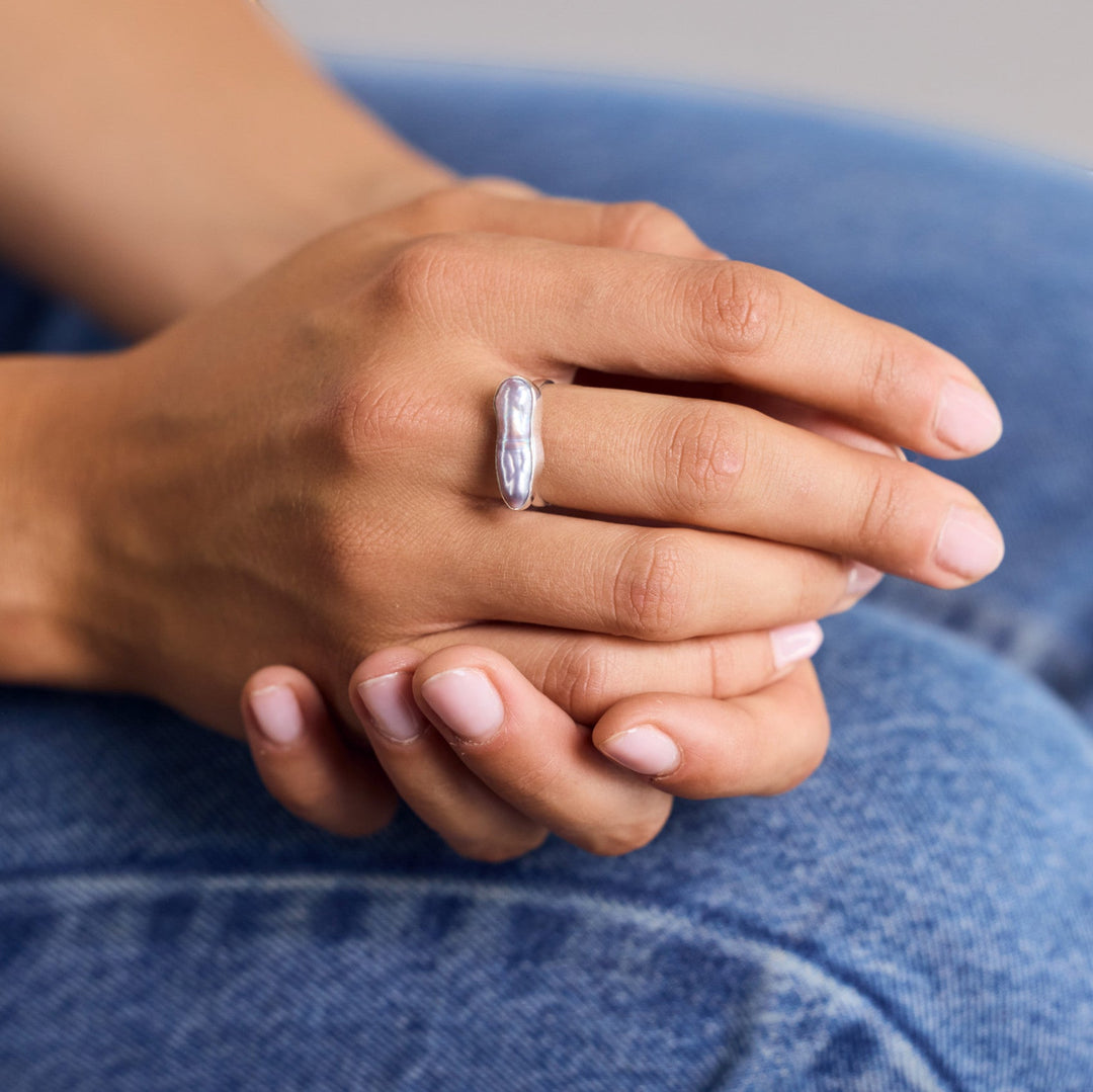Bague en argent sterling 925 avec perle d'eau douce rose