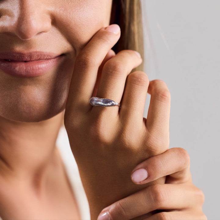 Bague en argent sterling 925 avec perle d'eau douce rose
