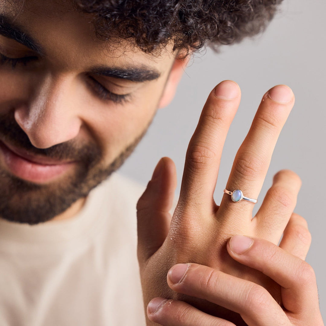 Bague en Argent Sterling 925 avec Opale Éthiopienne Naturelle