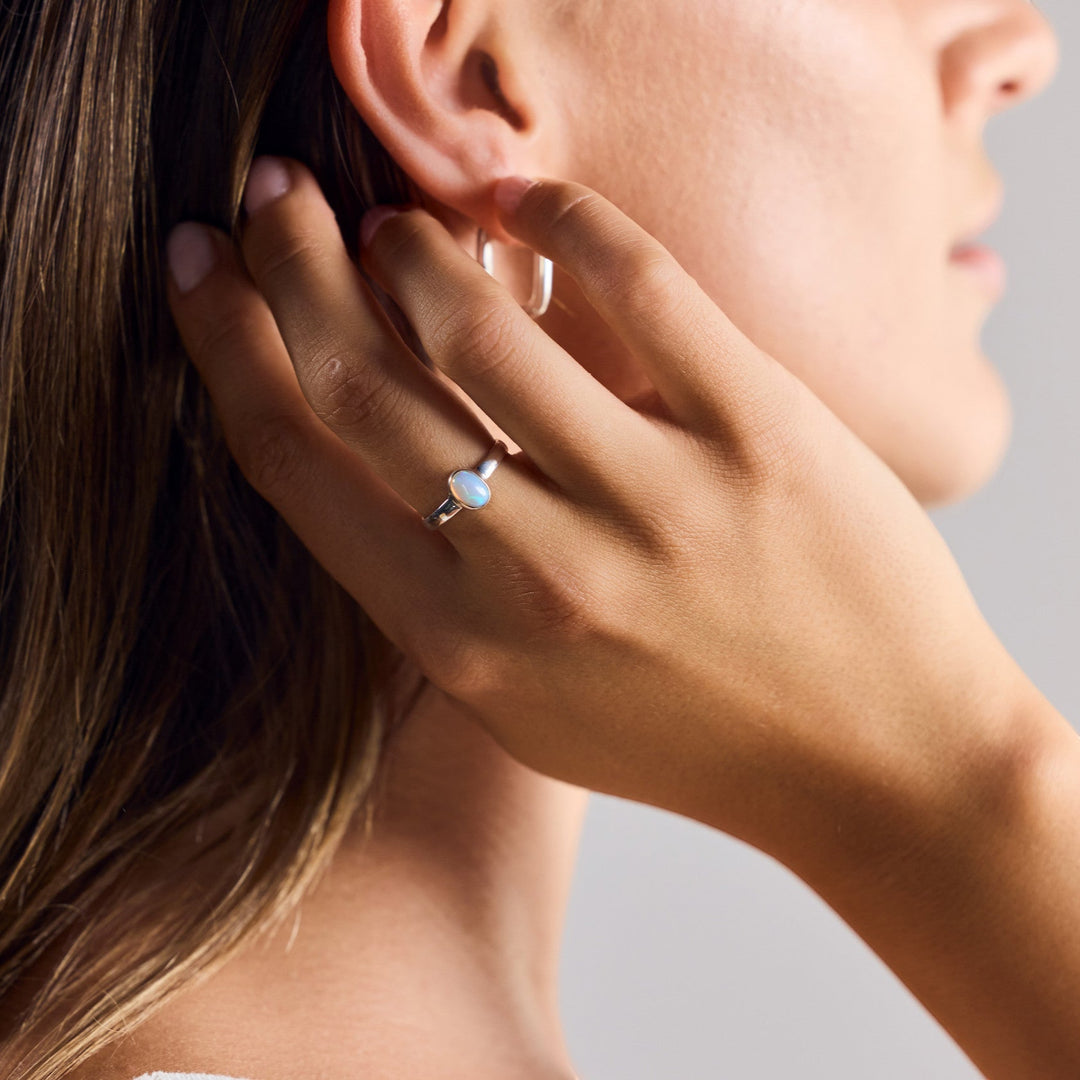 Bague en Argent Sterling 925 avec Opale Éthiopienne Naturelle