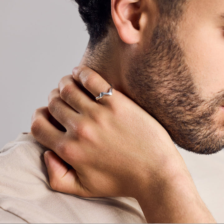 Bague asymétrique « Melting » en argent sterling 925