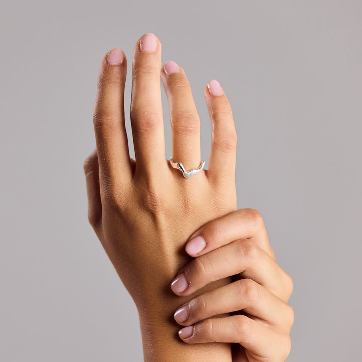 Bague asymétrique « Melting » en argent sterling 925