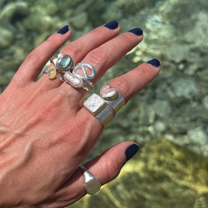 Bague en argent sterling 925 avec perle d'eau douce rose