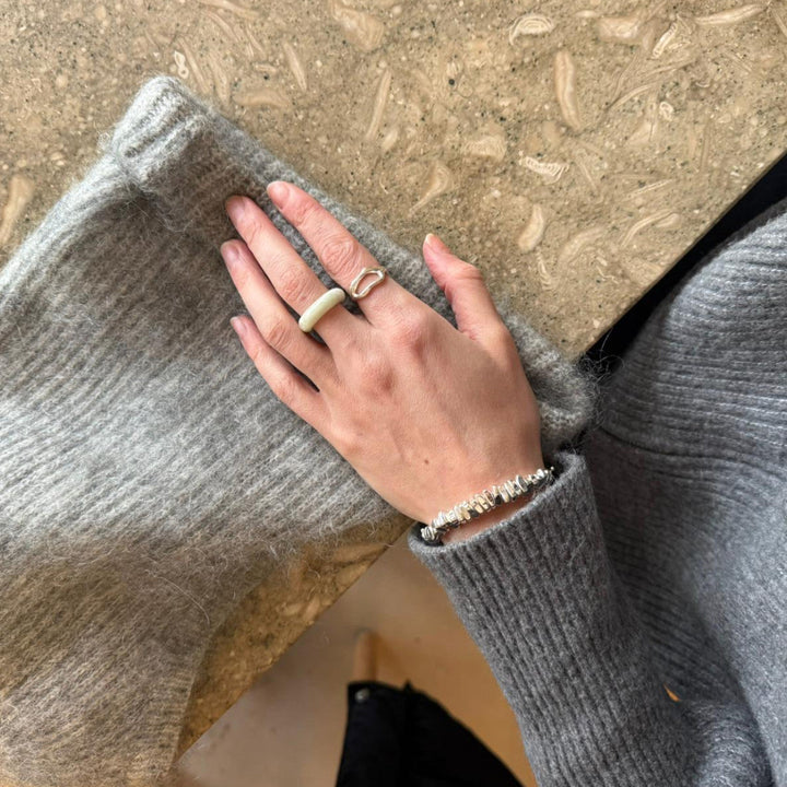 Bague organique en argent sterling 925 – fait main
