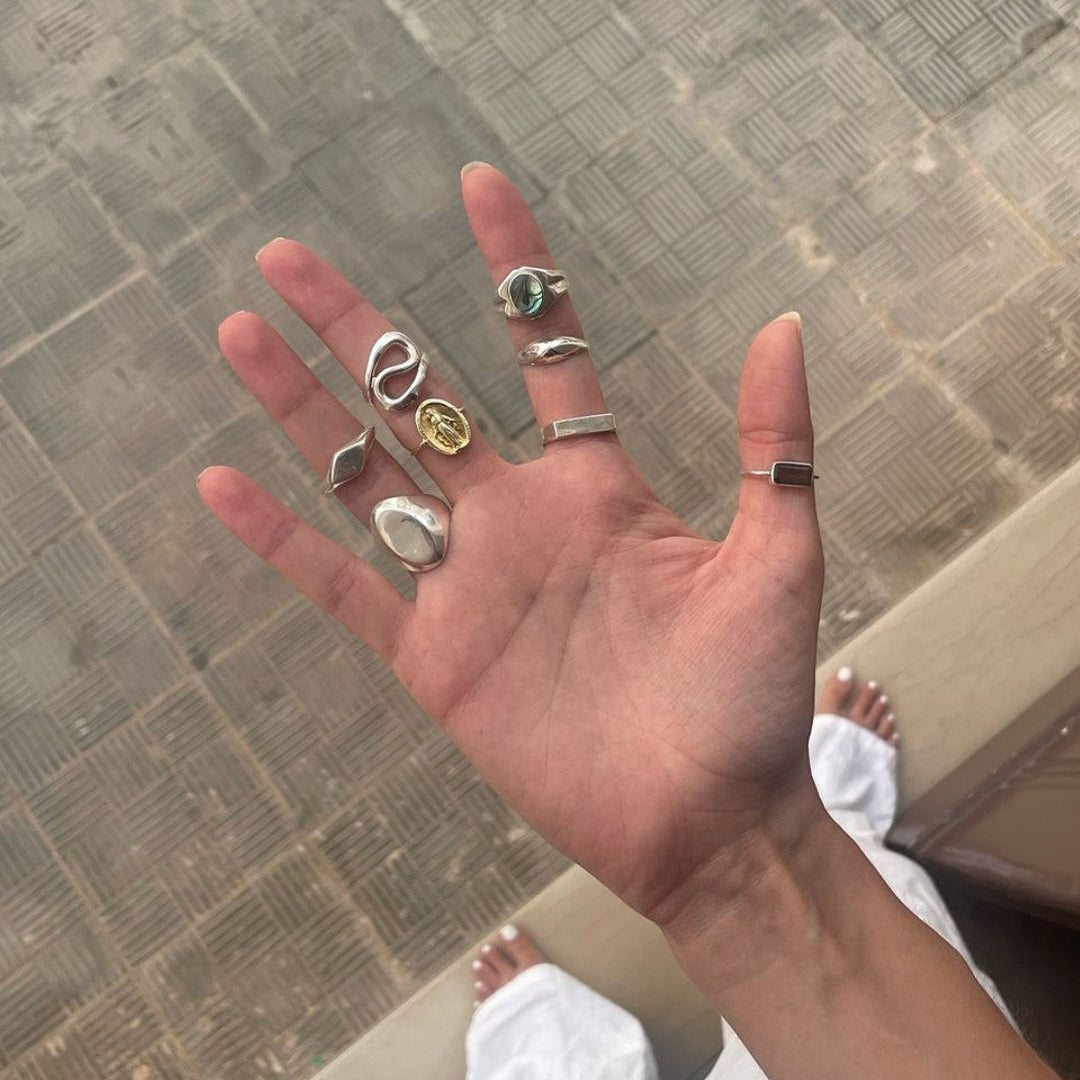 Bague Statement Welle Swirl en Argent Sterling 925 asymétrique fait main