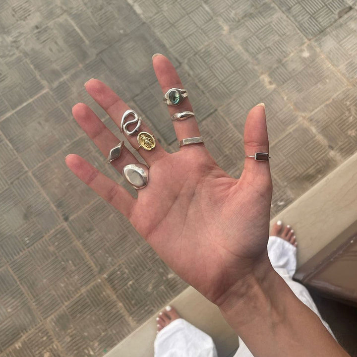 Bague Statement Welle Swirl en Argent Sterling 925 asymétrique fait main