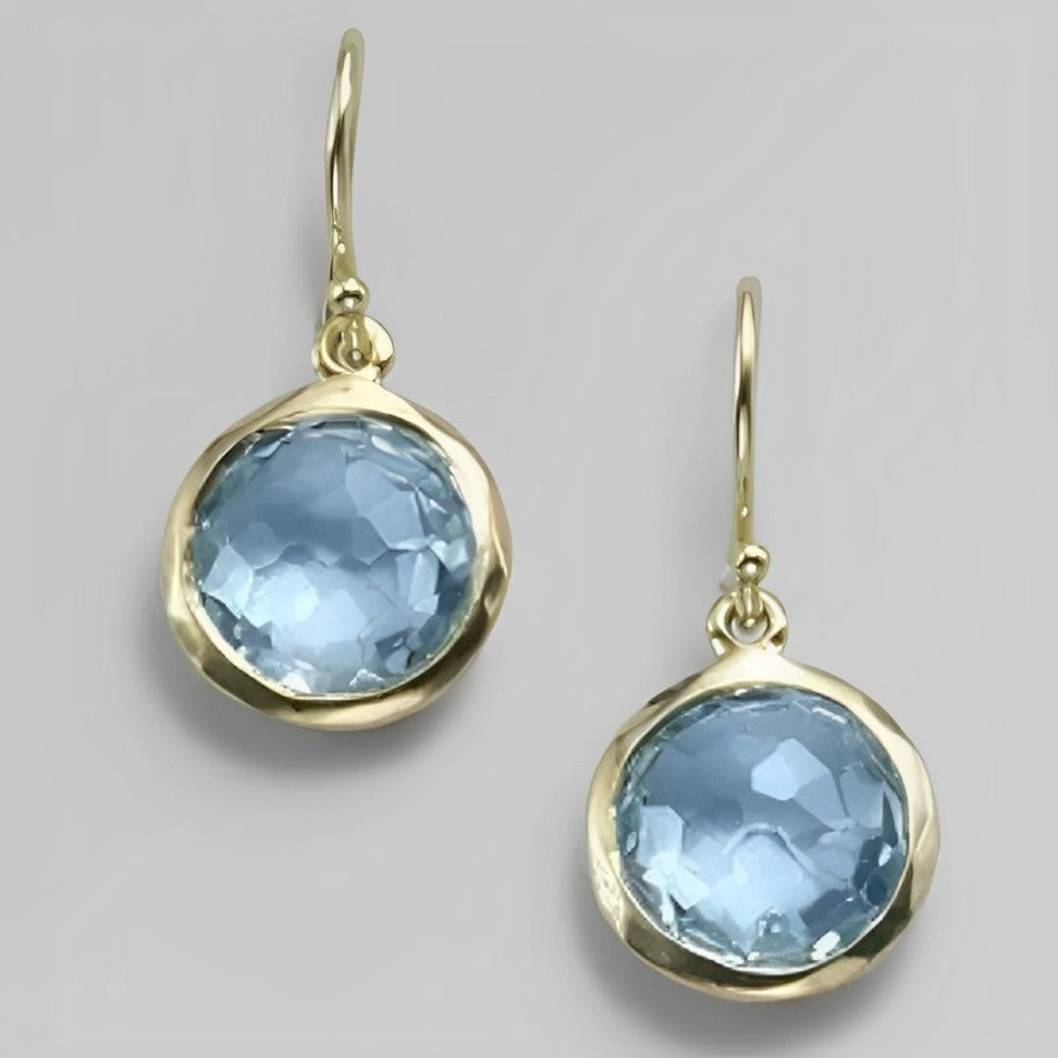 Boucles d'Oreilles Chiques avec Cristal Bleu