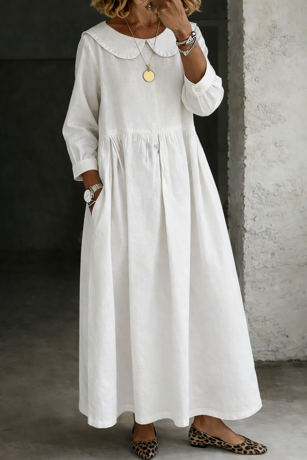 Clara | Jean Dress with Peter Pan Collar