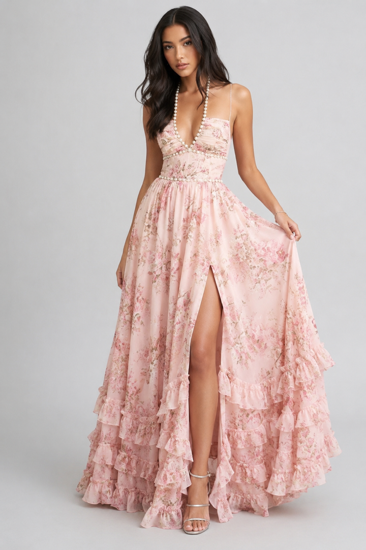 VALESKA | Robe Maxi Chic au Style Floral Vintage