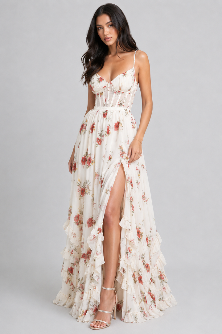 VALESKA | Robe Maxi Chic au Style Floral Vintage