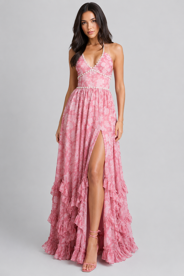 VALESKA | Robe Maxi Chic au Style Floral Vintage