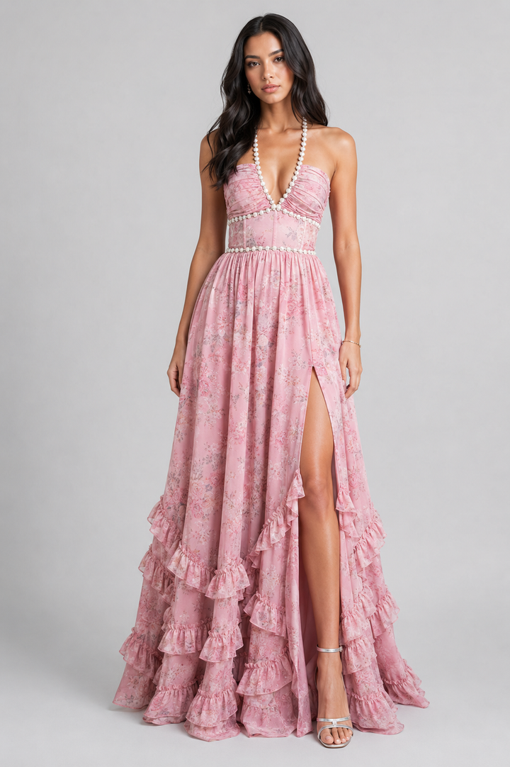 VALESKA | Robe Maxi Chic au Style Floral Vintage