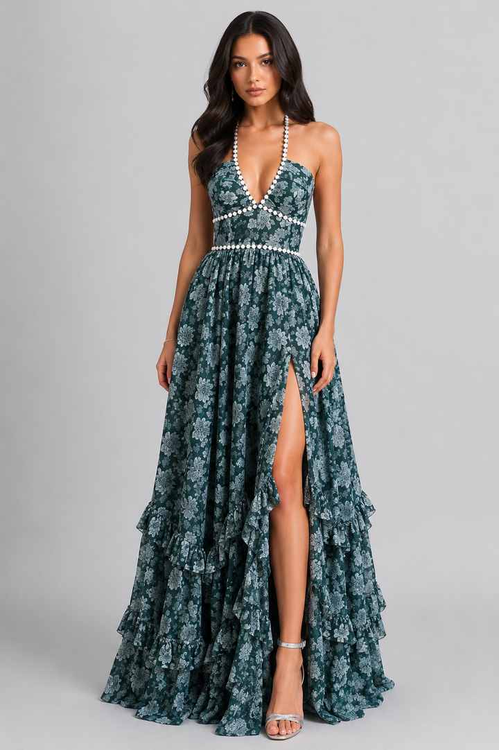 VALESKA | Robe Maxi Chic au Style Floral Vintage