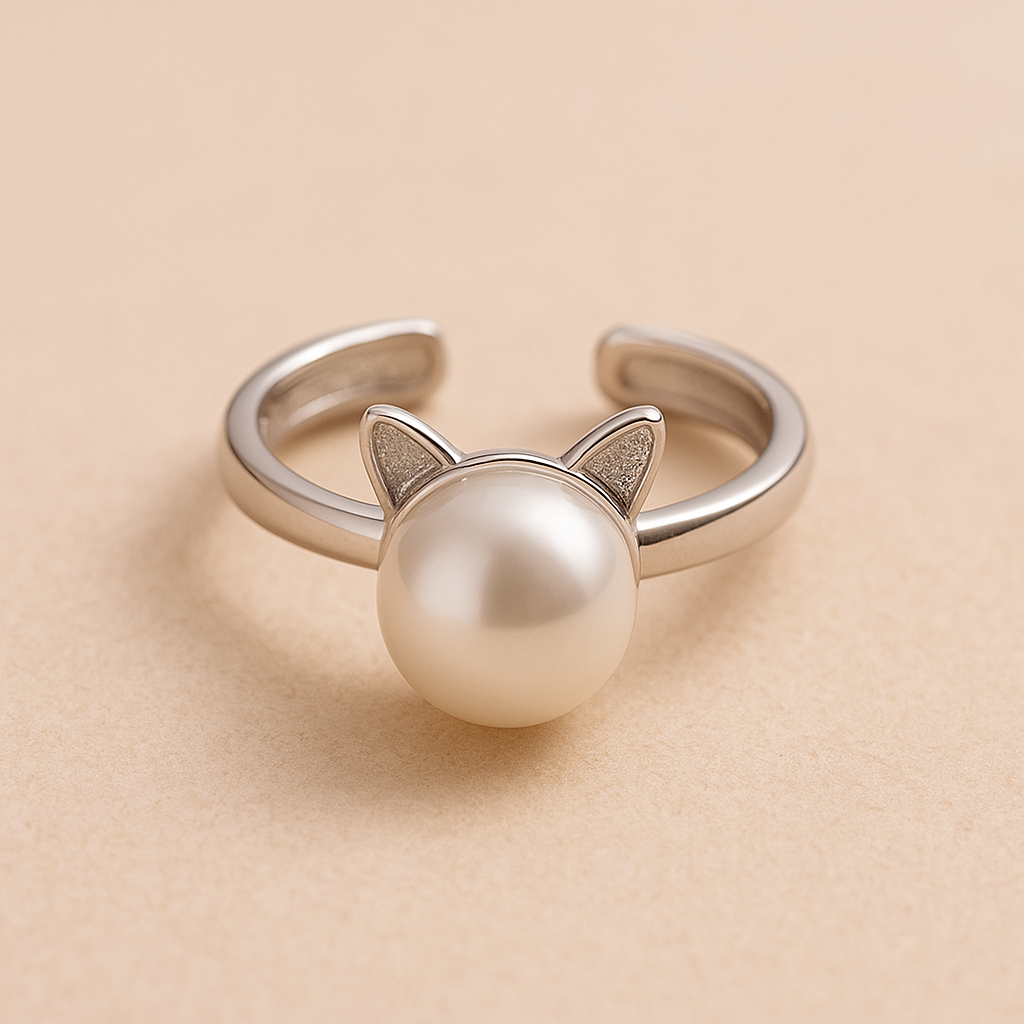 Magnifique collier de chats et de perles avec boucles d'oreilles et bague gratuites