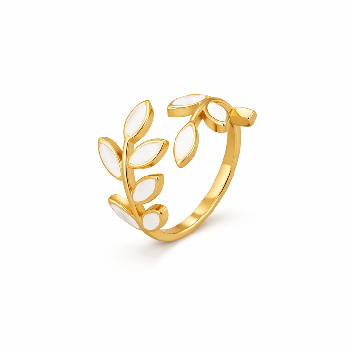 Bague feuille dorée