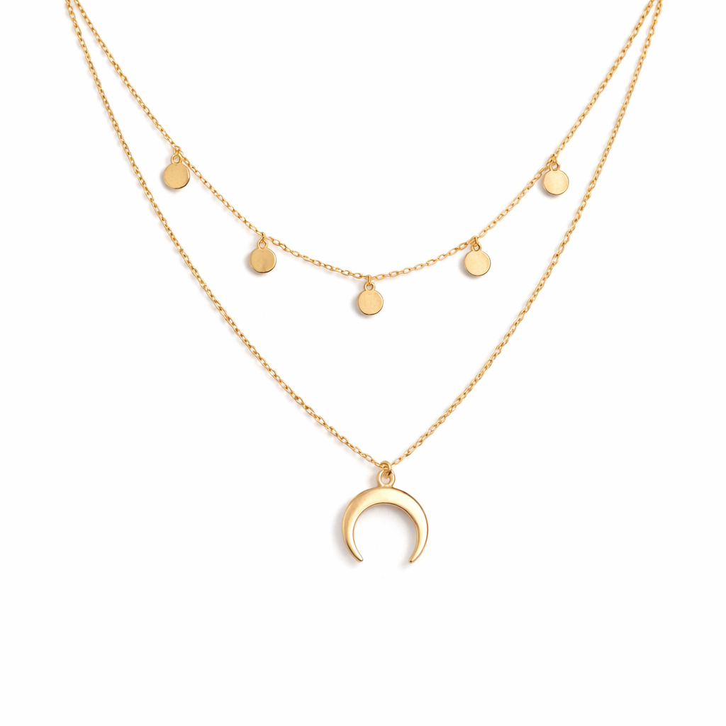 Luna | Collier doré élégant avec un délicat motif de lune