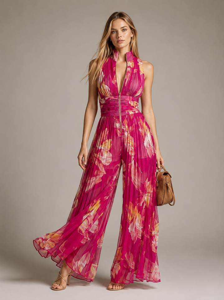 Leila | Mono Plissé Floral Fuchsia