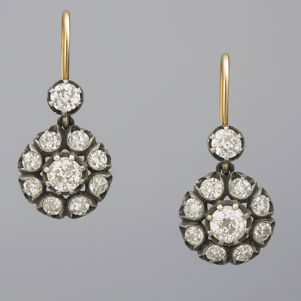 Boucles d'Oreilles Vintage Pendantes avec Pierres Précieuses