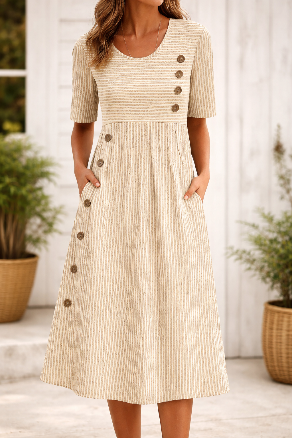 Vittoria™ | Robe midi à rayures au style intemporel
