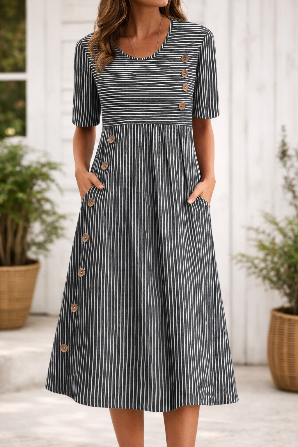 Vittoria™ | Robe midi à rayures au style intemporel
