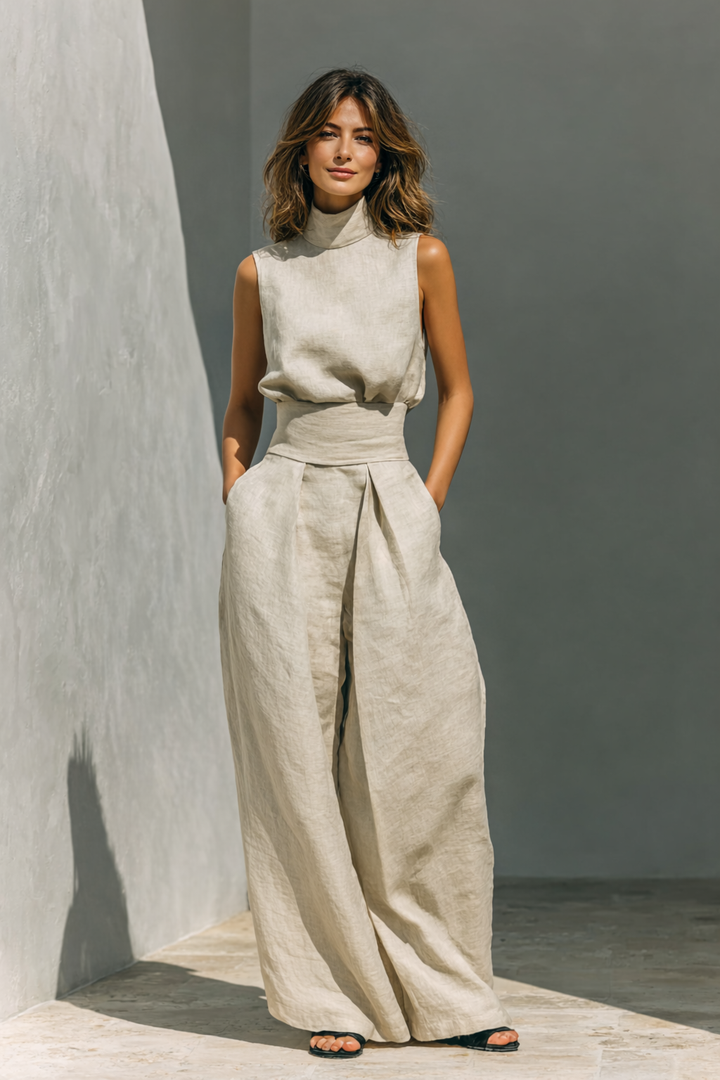 Maria - Ensemble de débardeur et pantalon large minimaliste