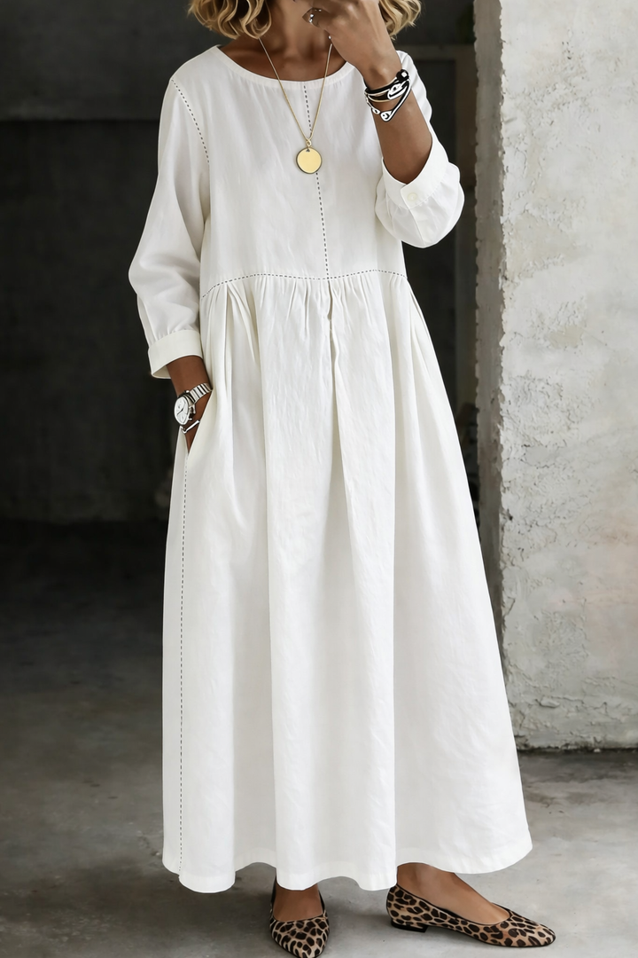 Melissa | Robe en denim à manches longues avec col rond