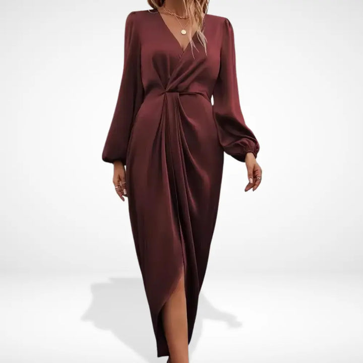 Martina | Robe de soirée midi avec drapage central