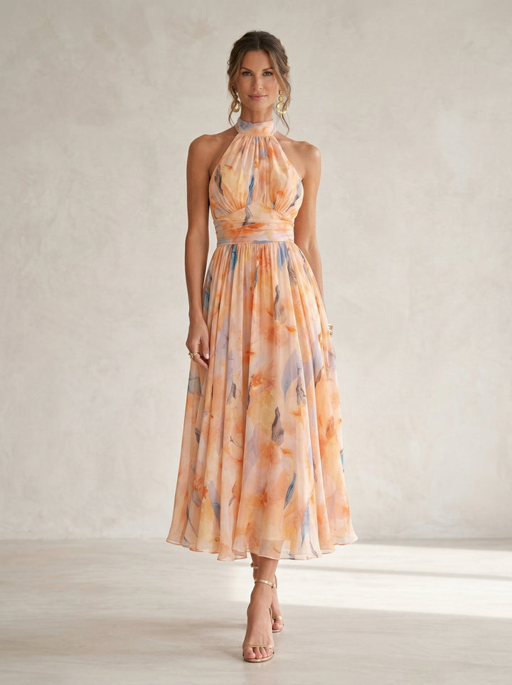 Esther™ │Robe à bretelles avec imprimé aquarelle
