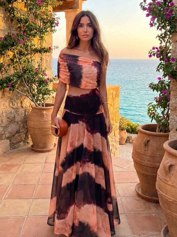 Hendrika│Robe avec Imprimé Orange et Marron