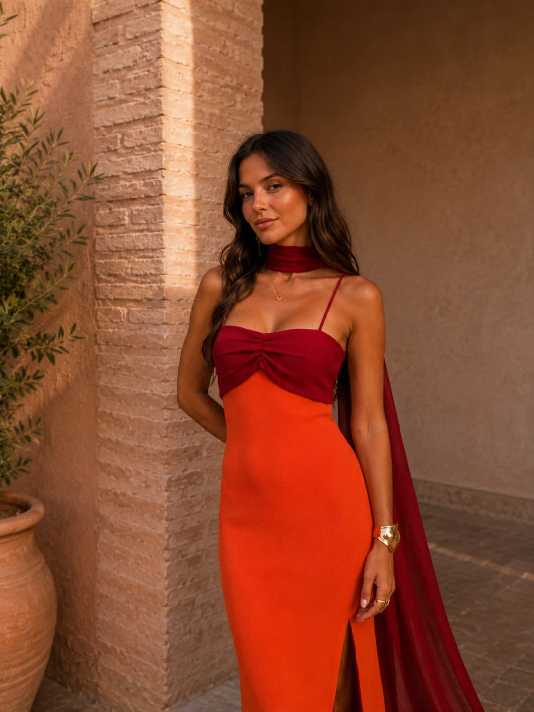 Zahara │ Robe longue drapée bicolore