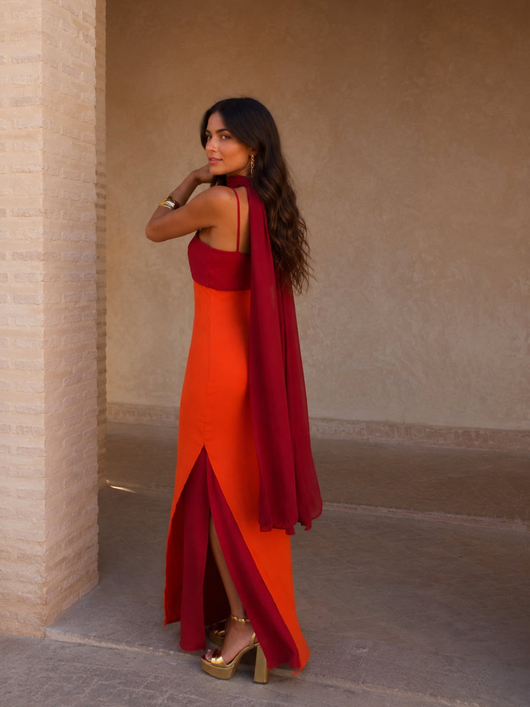 Zahara │ Robe longue drapée bicolore