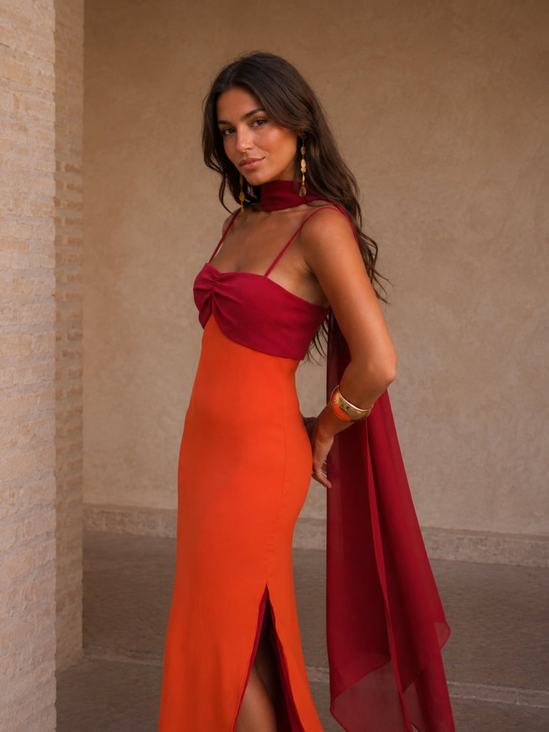 Zahara │ Robe longue drapée bicolore