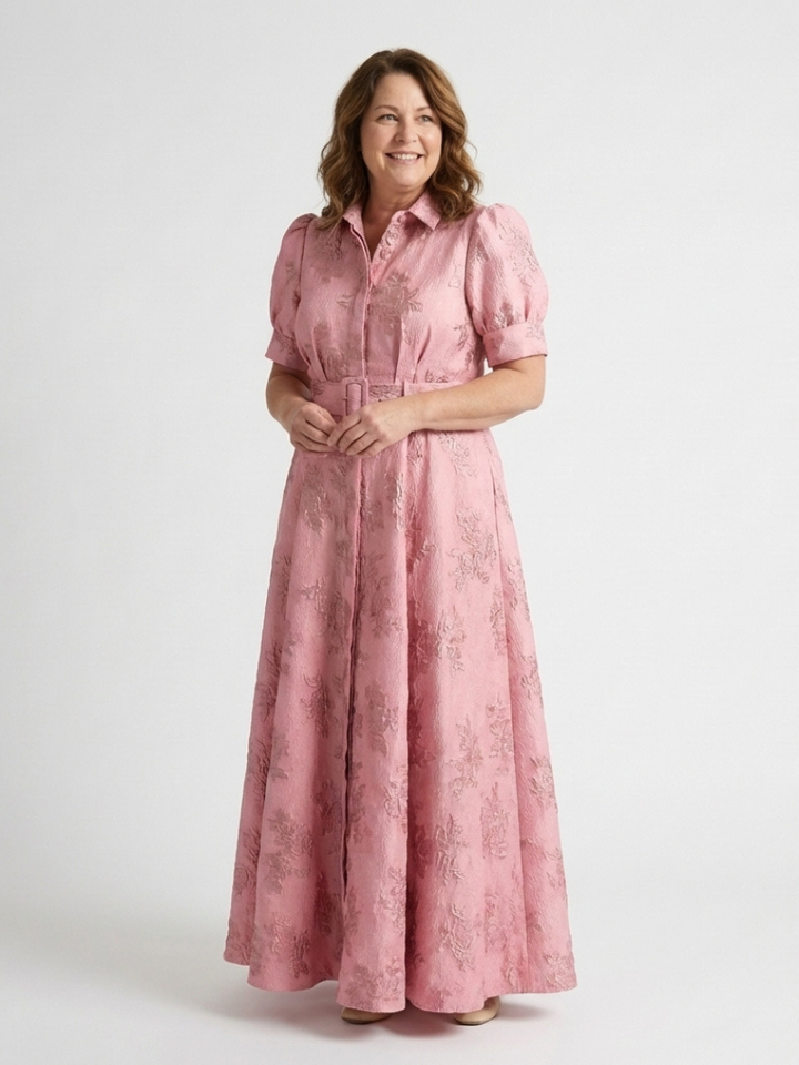 Xanthea | Robe maxi à manches courtes, cintrée, à motif floral