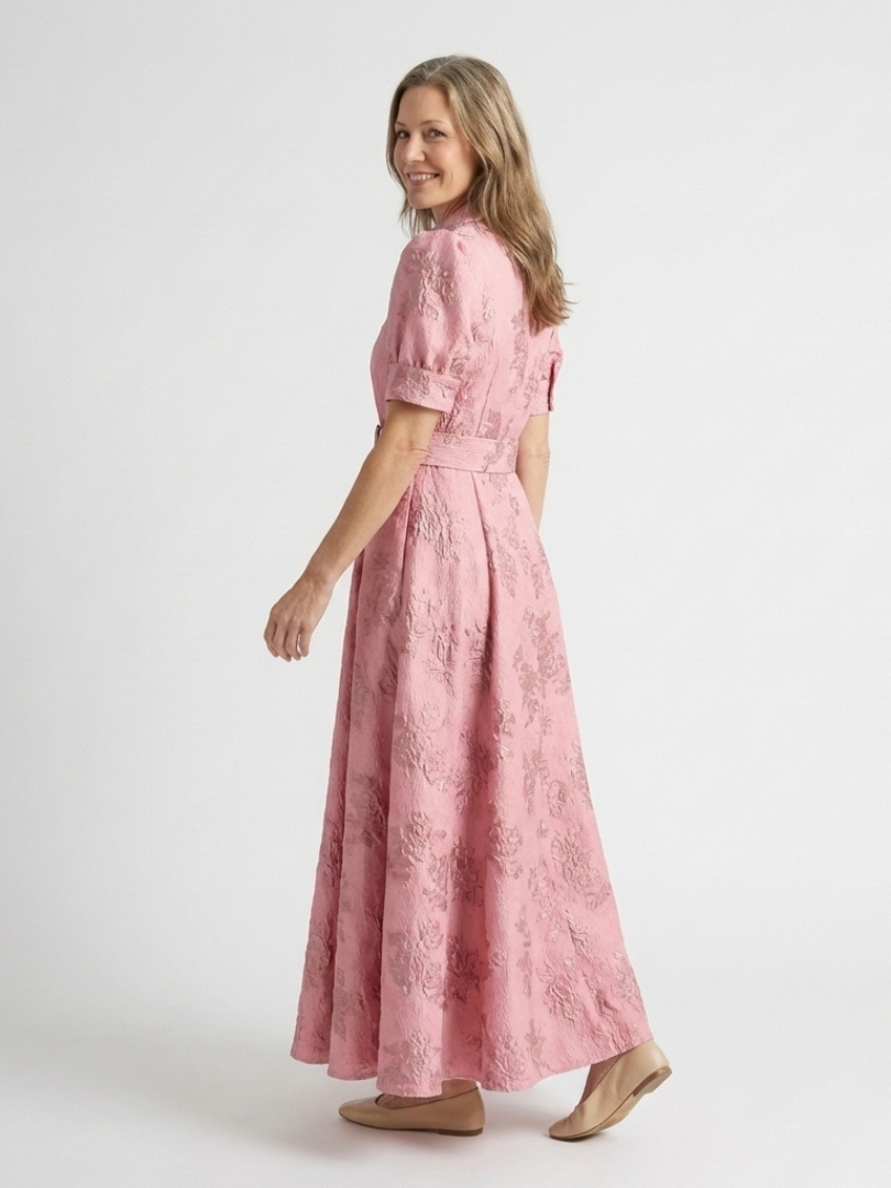Xanthea | Robe maxi à manches courtes, cintrée, à motif floral